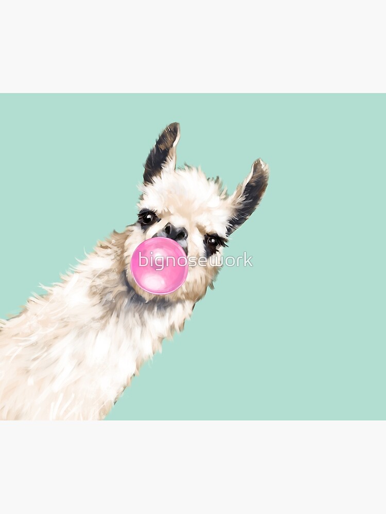 Disover Bubble Gum Sneaky Llama in Green Duvet Cover