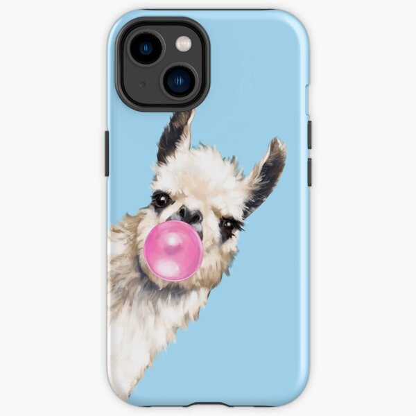 Bubble Gum Sneaky Llama in Blue iPhone Tough Case