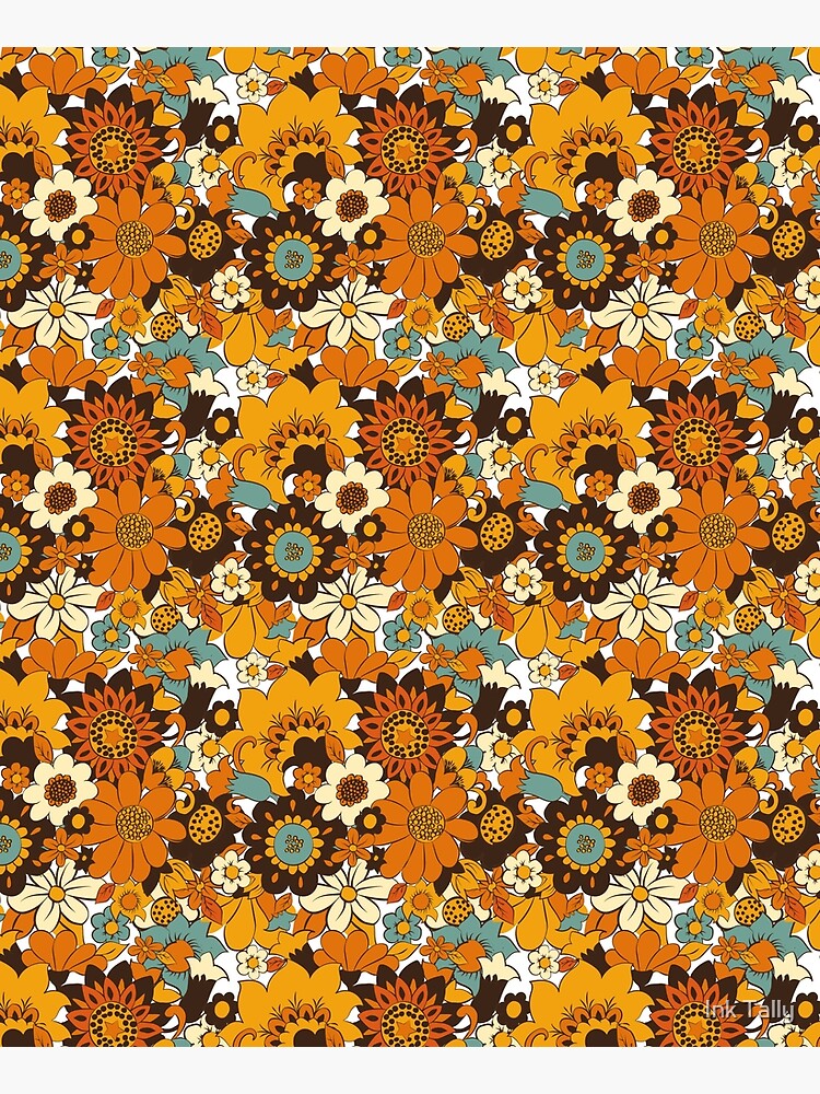70s 60s retro Flower Power, Floral Pattern by vhmoon
