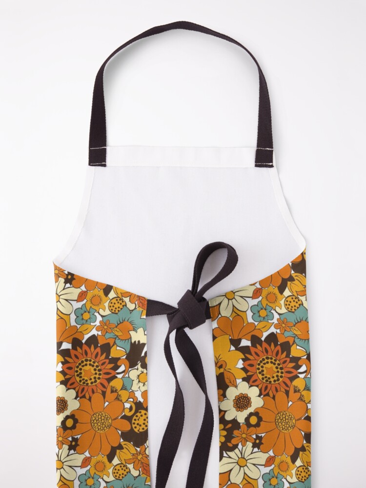 Alternate view of 70s 60s retro Flower Power, Floral Pattern Apron