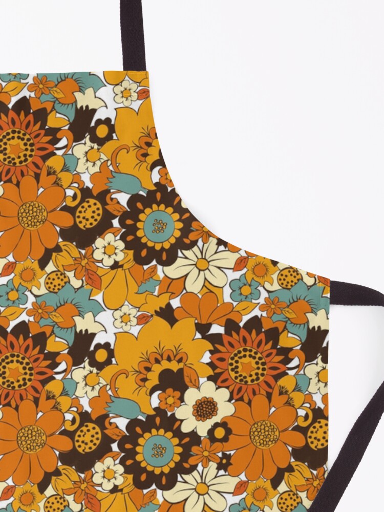 Alternate view of 70s 60s retro Flower Power, Floral Pattern Apron