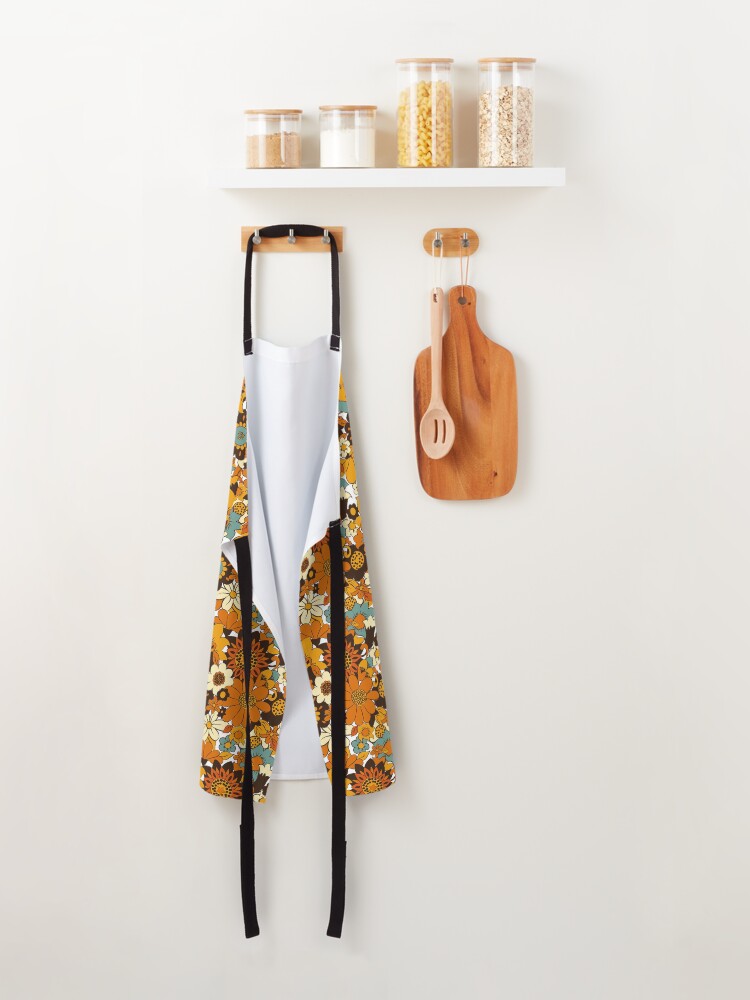 Alternate view of 70s 60s retro Flower Power, Floral Pattern Apron