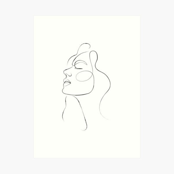 One Line Continuous Womans Face Art Print For Sale By Daisyartdecor