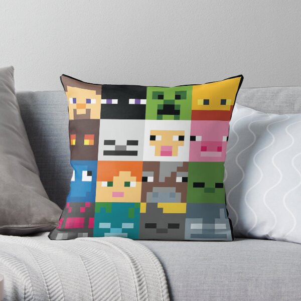 Face Minecraft Throw Pillow