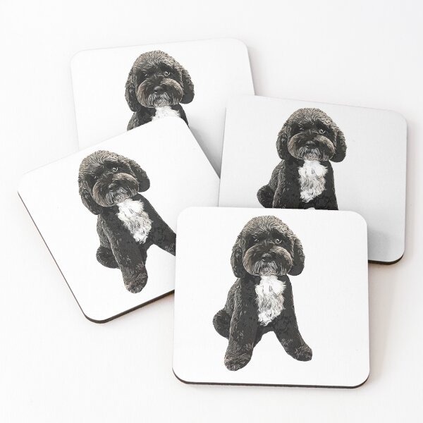 Item preview, Cockapoo Cavapoo Black with White Puppy Dog designed and sold by ElegantCat.