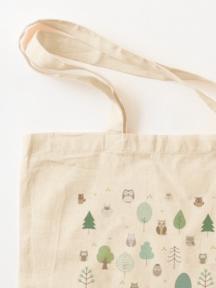 Thumbnail 3 of 5, Tote Bag, Owl and tree pattern designed and sold by hichako.