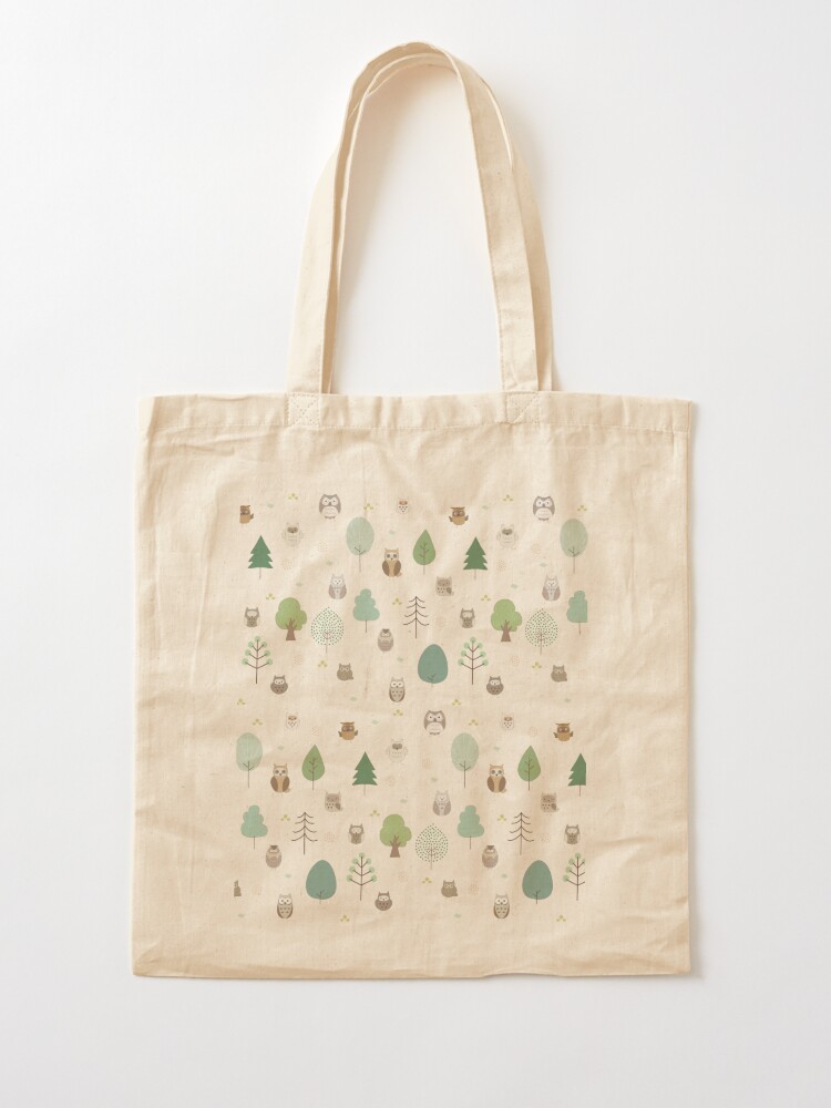 Thumbnail 2 of 5, Tote Bag, Owl and tree pattern designed and sold by hichako.