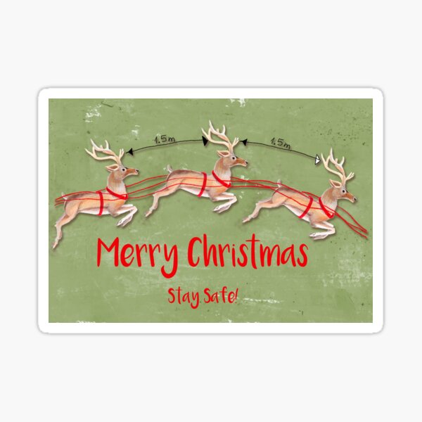 Marry Christmas reindeer greeting card (green) Sticker