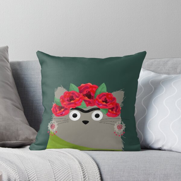 Cat Frida Throw Pillow