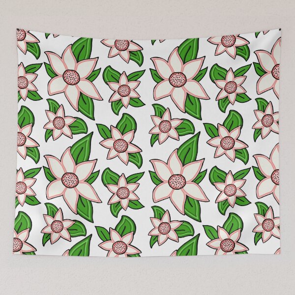 Item preview, White and Peach Flower Floral Pattern designed and sold by Harriet Linton.