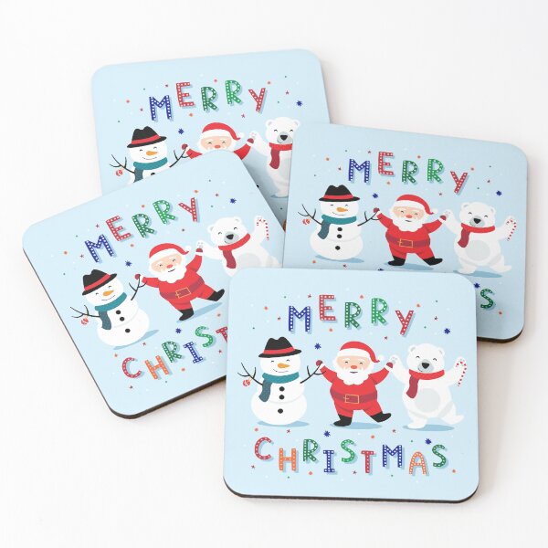 Item preview, Merry Christmas Everyone - Dancing Santa and Frosty designed and sold by HeraAndKosmos.
