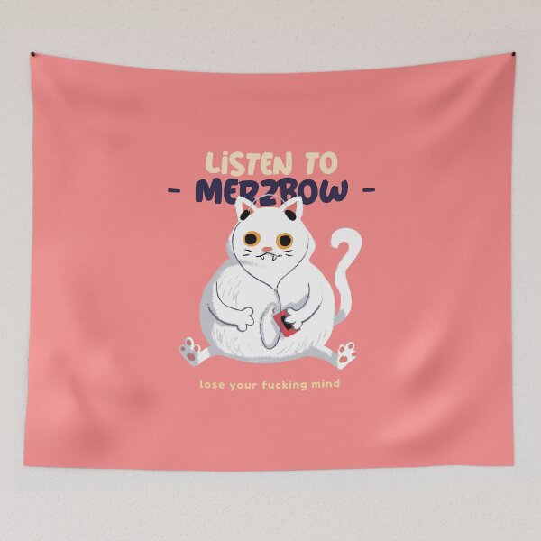 Item preview, Merzbow noise rock cat pink blue designed and sold by LAST WEEK'S STOLEN AESTHETICS.