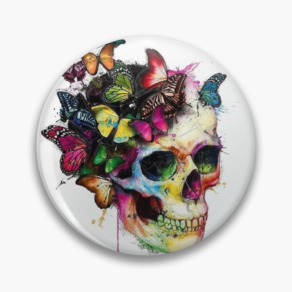 Item preview, Colourful Skull with Butterflies designed and sold by slc2213.
