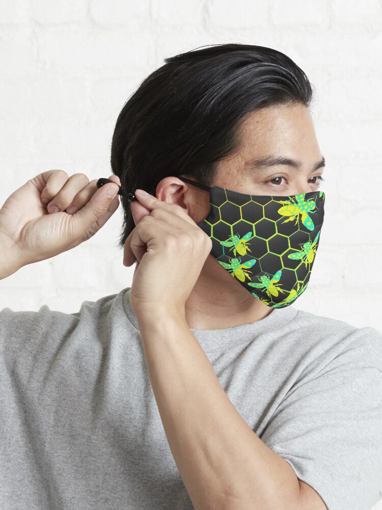 "Honey Comb Pattern, Bee Swarm" Mask By Divison | Redbubble