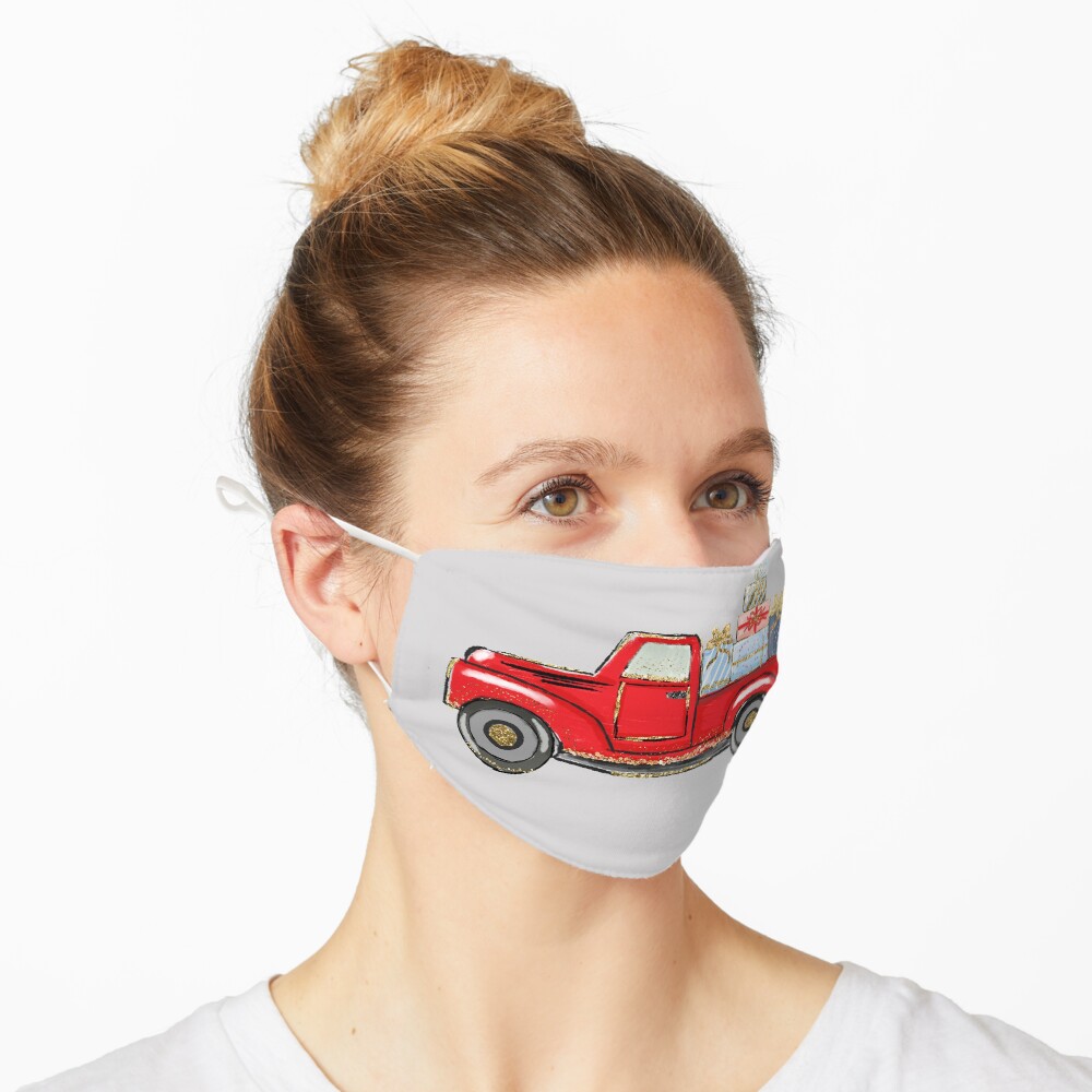 christmas red truck with awards,merry christmas Mask