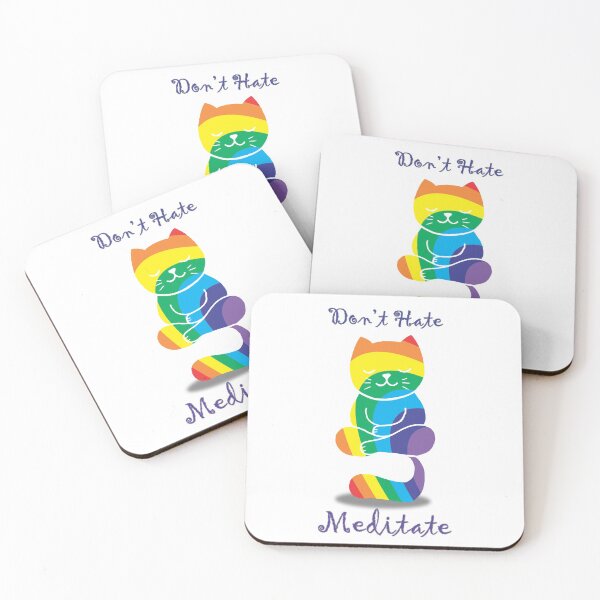 Item preview, Don't Hate Meditate - Rainbow Cat meditation designed and sold by smailjr.