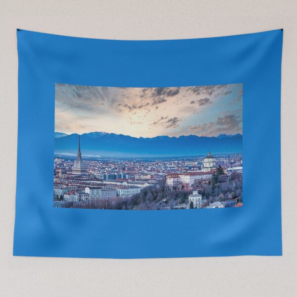 Item preview, Turin panoramic skyline at sunset with Alps in background designed and sold by Paolo Modena Photography    -   Fine Italian Art.