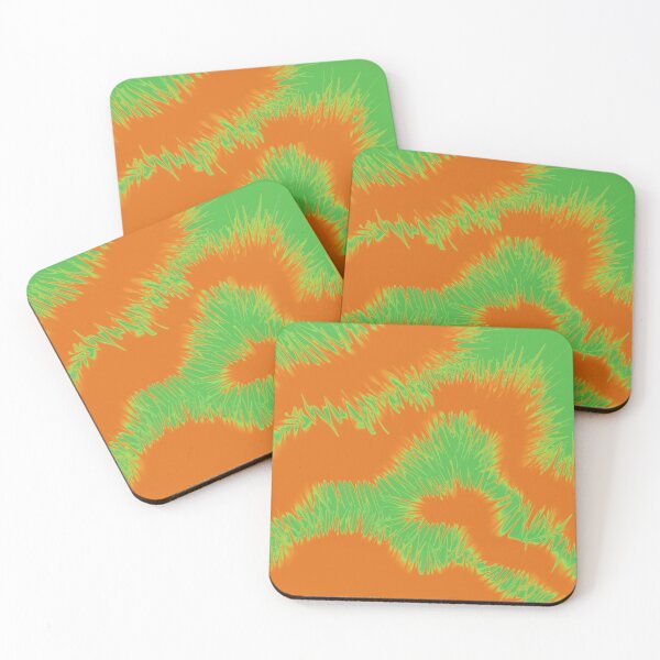 Item preview, Orange spiky pattern on greedn designed and sold by Miranda Benson.