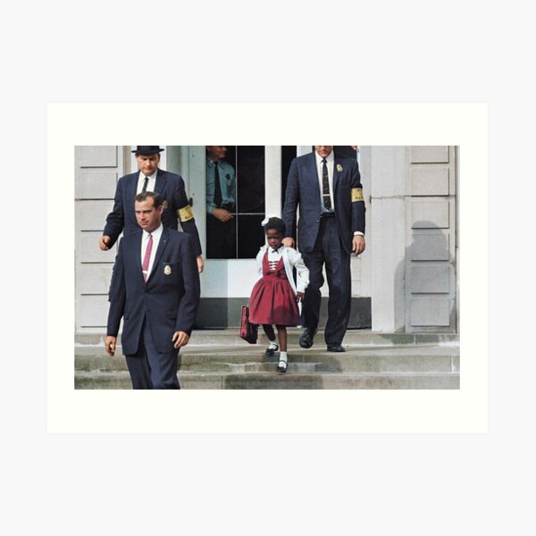 Ruby Bridges, escorted by U.S. Marshals to attend an all-white school, 1960 Art Print