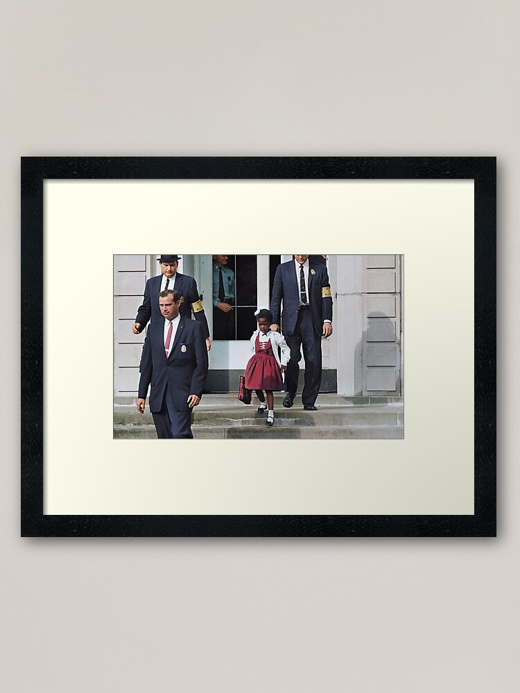 Alternate view of Ruby Bridges, escorted by U.S. Marshals to attend an all-white school, 1960 Framed Art Print