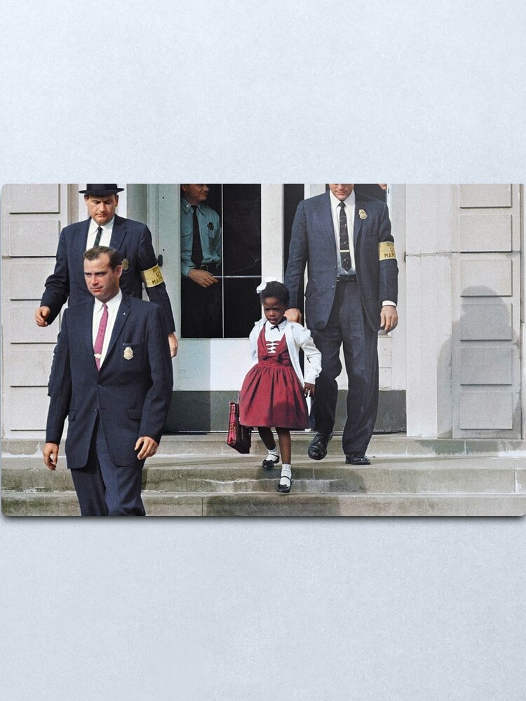 Alternate view of Ruby Bridges, escorted by U.S. Marshals to attend an all-white school, 1960 Metal Print