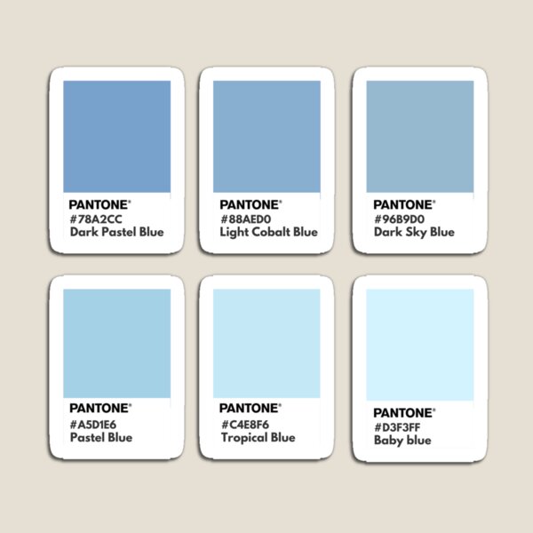 Pastel blue pantone color swatch Magnet for Sale by softlycarol