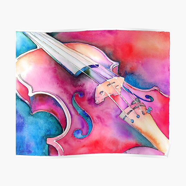 Colorful Violin Watercolor Poster