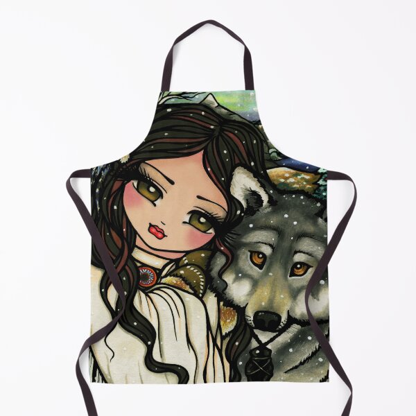 Item preview, Wolf and Native Girl Winter Nature Scene Fantasy Art designed and sold by hannahlynnart.