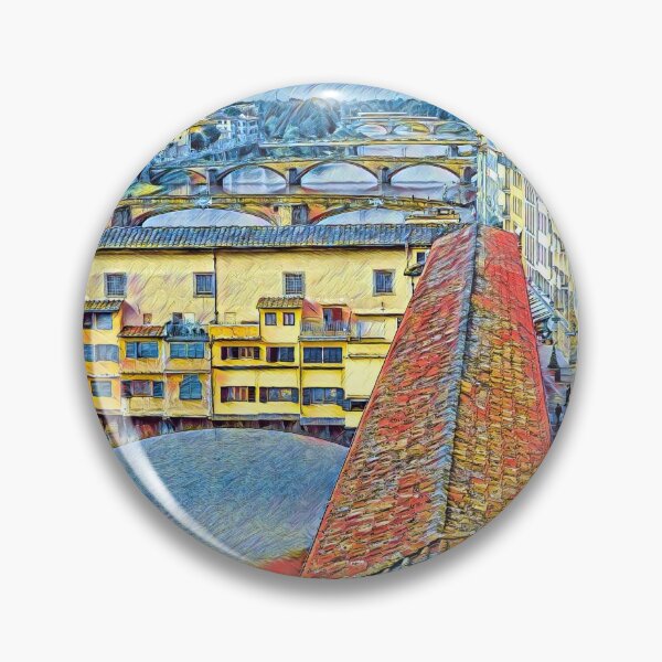 Artikelvorschau, Vasaris Korridor, Ponte Vecchio und der Fluss Arno, Florenz. entworfen und verkauft von Maksym’s .