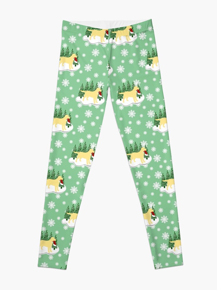 Alternate view of Christmas Yellow Labrador Silhouette Santa Hat Leggings