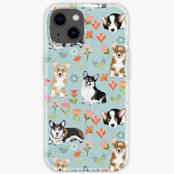 Cute Summer Corgi Flower Pattern iPhone Soft Case