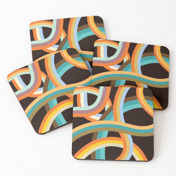 Item preview, 70s Vintage,geomatric line pattern, collection Yellow Me, Rainbows designed and sold by AmazingEcraft.