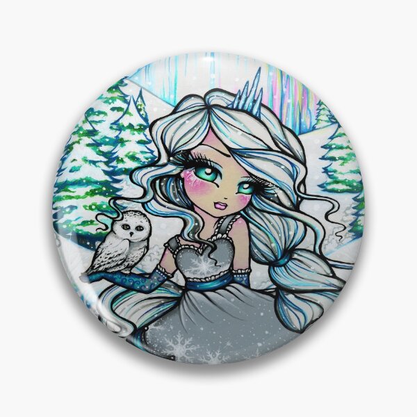 Princess of Winter, Frozen Icy Nature Scene Fantasy Art Pin