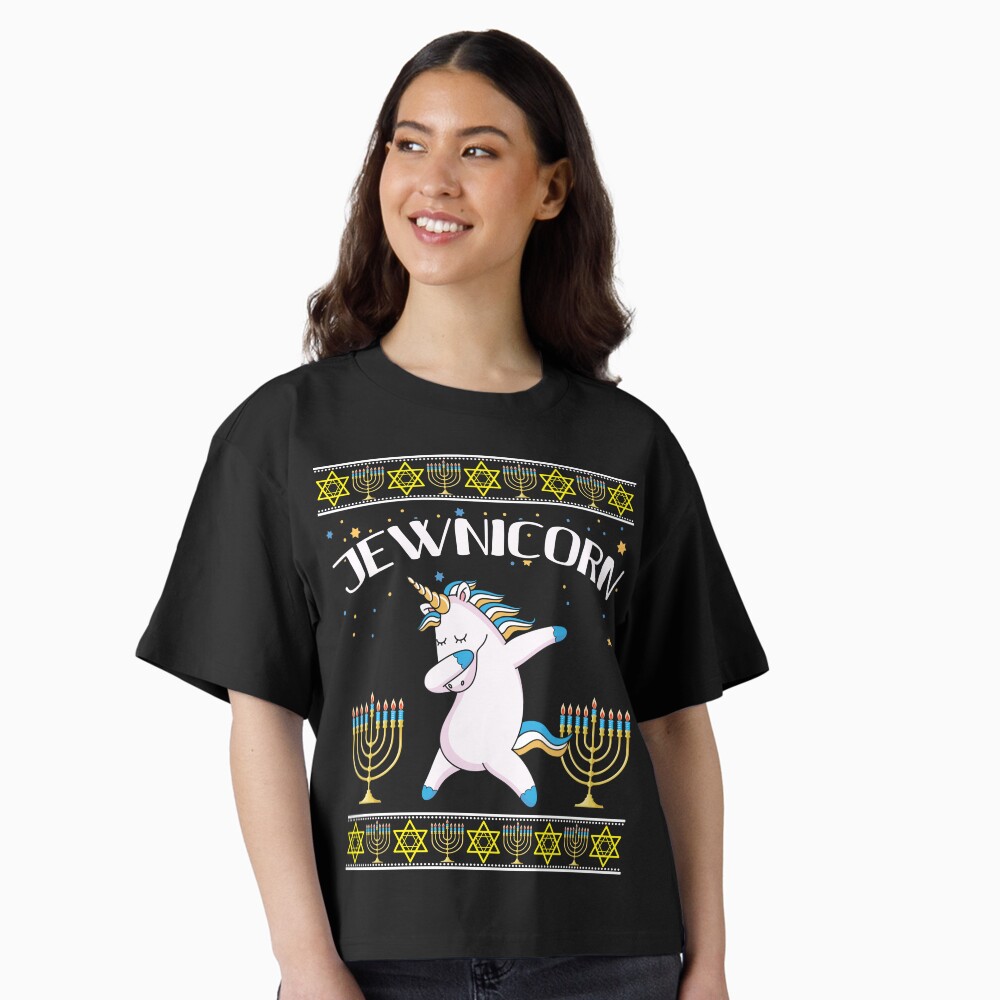 Jewnicorn Jewish Unicorn Hanukkah Gift Deck  Ugly Christmas Sweater Classic T-Shirt