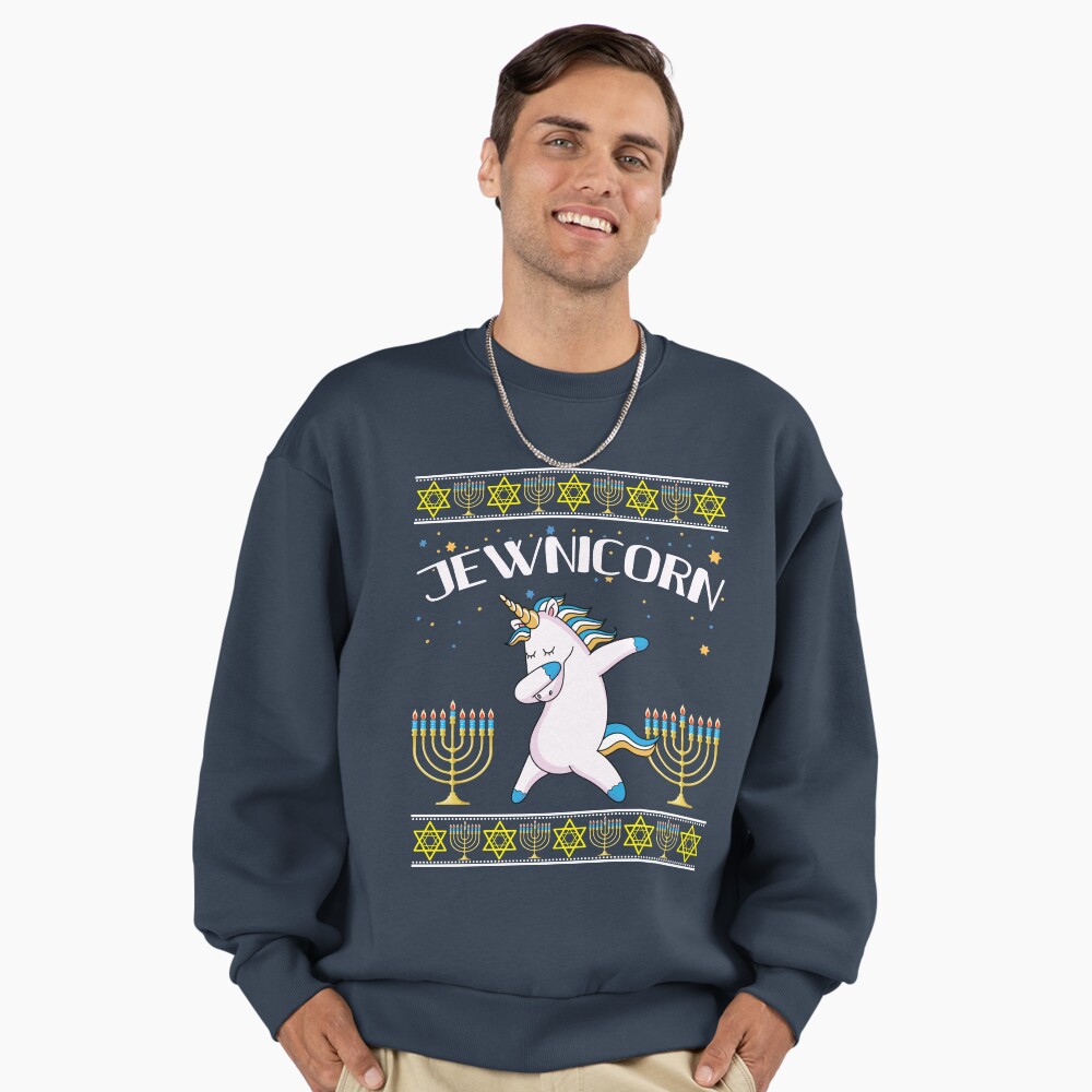 Jewnicorn Jewish Unicorn Hanukkah Gift Deck  Ugly Christmas Sweater Classic T-Shirt