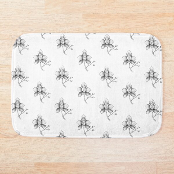 Black vulva orchid Bath Mat