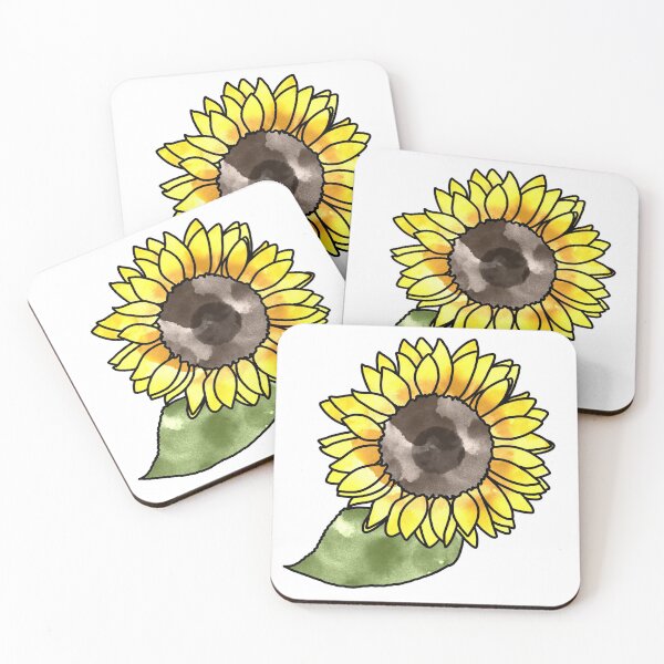 Item preview, Watercolour sunflower with leaf designed and sold by -crafty-cat-.