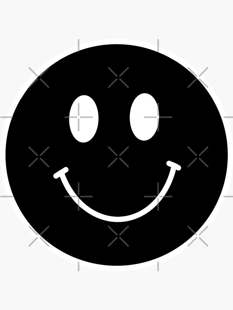 "Black and White Smiley Face" Sticker by STAR10008 Redbubble