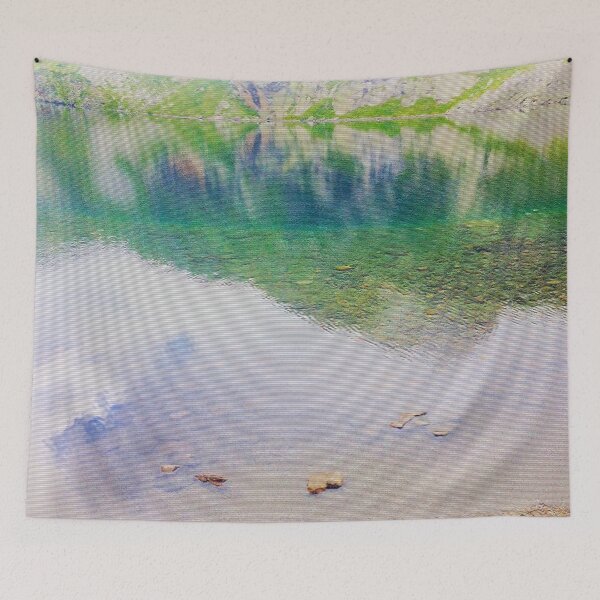 Item preview, Beautiful Water Reflection Seven Rila Lakes Bulgarian Photo With Patchwork Filter designed and sold by LuckyKermit.