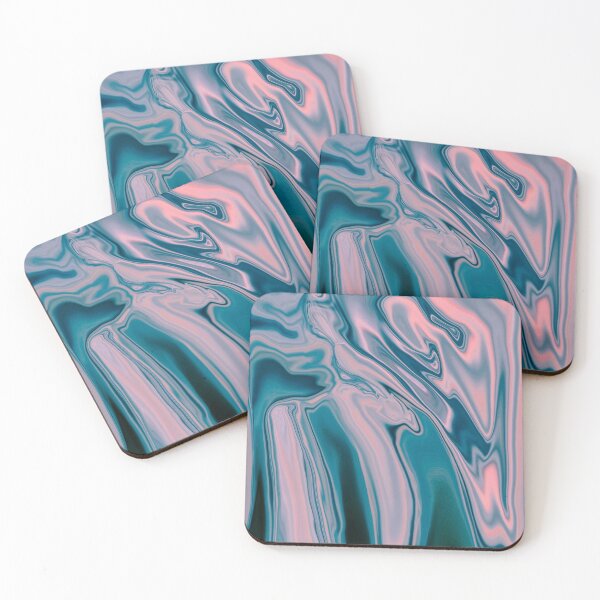 Item preview, Abstract Pink sunset at blue sea - marbling art designed and sold by Butterfly-Dream.