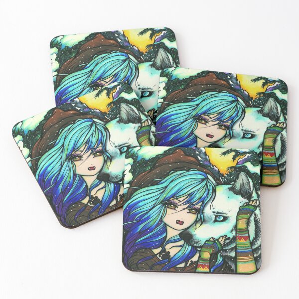 Item preview, Wolf Girl Nature Scene Whimsical Fantasy Art designed and sold by hannahlynnart.