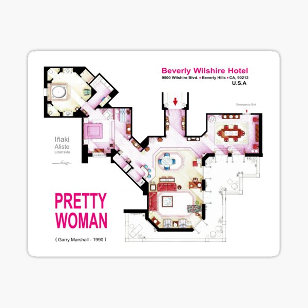 Artikel-Vorschau von Grundriss der Suite aus dem Film PRETTY WOMAN, designt und verkauft von TV Floorplans & More.