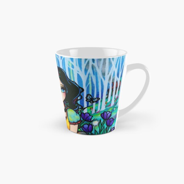 Black Haired Beauty and Animal Friends Whimsical Fantasy Art Tall Mug