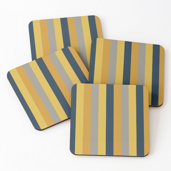Item preview, Mid Stripes Vertical - Classic Modern Retro Stripe Pattern in Light and Dark Mustard, Navy Blue, and Grey designed and sold by kierkegaard.