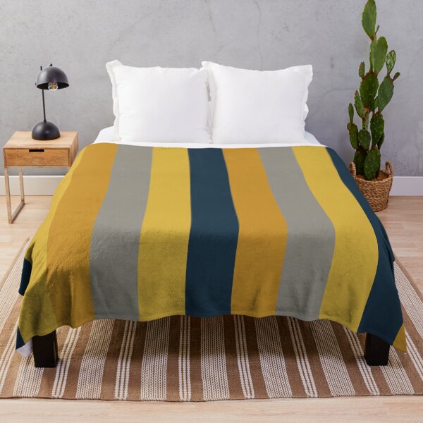 Item preview, Mid Stripes Vertical - Classic Modern Retro Stripe Pattern in Light and Dark Mustard, Navy Blue, and Grey designed and sold by kierkegaard.