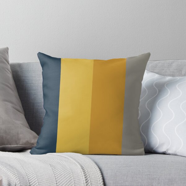 Aperçu de l'œuvre Rayures moyennes verticales - Motif de rayures rétro moderne et classique en moutarde clair et foncé, bleu marine et gris créée et vendue par kierkegaard.