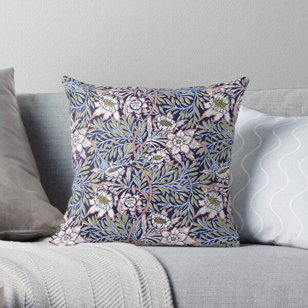 Tulip and Willow Arts and Crafts Pattern by William Morris, Remastered, Stunning Throw Pillow