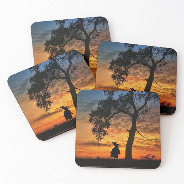 Item preview, Cowboy Roping and Steer with Southwestern Sunset and Oak Tree designed and sold by Stephanie Laird.