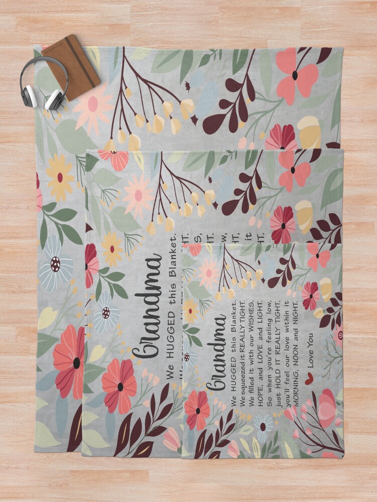 "Grandma Blanket Grey Grandma Blanket cute Grandma blanket floral