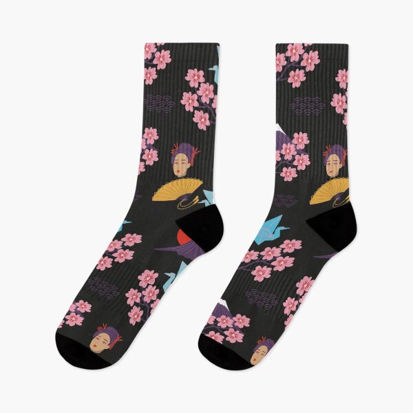 Artikelvorschau, Japanisches ästhetisches Muster auf Schwarz entworfen und verkauft von okpinsArtDesign.